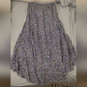 Blue Rain High Low Floral Maxi Skirt